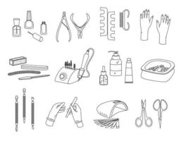 Manicure Outline Icons Collection vector