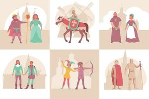 Square Medieval Compositions Set vector