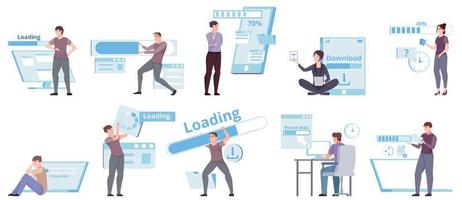 Loading Progress People Set vector