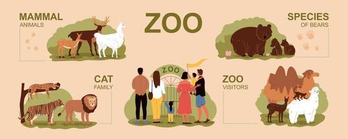 conjunto infográfico del zoológico vector