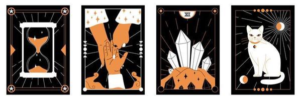 Mystic Cards On Black Background vector