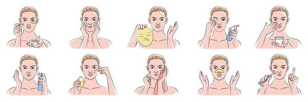 Skin Care Routine Set vector