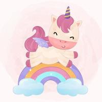 unicorn in watercolor illustration vector