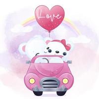 Cute Polar Bear In Watercolor Illustration vector