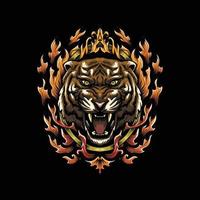 tiger wild animal head illustration vector