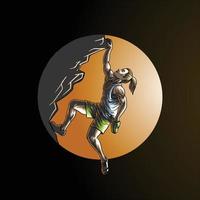 rock climbing sport in circle isolated on dark vector