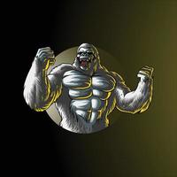 angry gorilla in circle isolated on dark vector