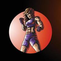 female fighter boxer vector illustration