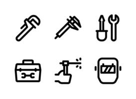 Simple Set of Construction Tools Related Vector Line Icons. Contains Icons as Pipe Wrench, Caliper, Screwdriver and more.