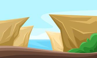 seaside cliff scenery illustration vector