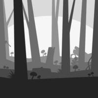 silueta, bosque, ilustración vector