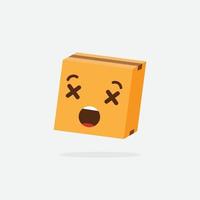 caja de cartón. caja divertida. personaje de caja caja de entrega emoji de caja vector