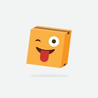 Cardboard box. Funny Box. Box Character. Delivery Box. Box Emoji. vector