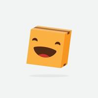 caja de cartón. caja divertida. personaje de caja caja de entrega emoji de caja vector