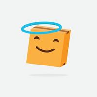 caja de cartón. caja divertida. personaje de caja caja de entrega emoji de caja vector