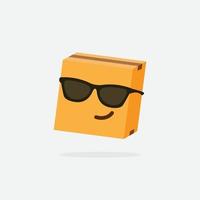 caja de cartón. caja divertida. personaje de caja caja de entrega emoji de caja vector