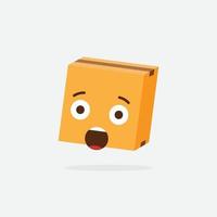 caja de cartón. caja divertida. personaje de caja caja de entrega emoji de caja vector