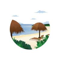 Beautiful Sea Summer Kuta Beach Bali Holiday Landscape Circle View vector