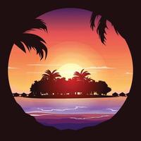 Sunset Maldives Sea Island Resort Hut Holiday Vacation Travel Circle View vector