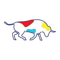 continuous lines colorful bison logo symbol vector icon illustration graphic design