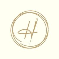 letter H with yarn needle tailor logo design vector graphic symbol icon illustration creative idea