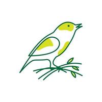 abstract fresh green small bird with twig leaf logo symbol icon vector graphic design illustration