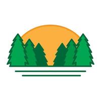 abstract colorful pine tree with sunset logo symbol vector icon illustration graphic design