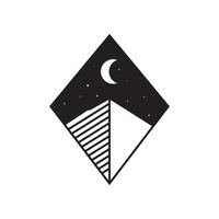 montaña triangular con diseño de logotipo de espacio nocturno, símbolo gráfico vectorial icono ilustración idea creativa vector