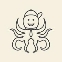 octopus cartoon lines school logo vector icon symbol design graphic illustration