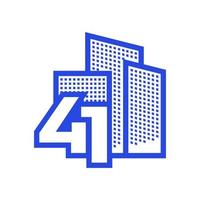 number 41 with building logo design vector graphic symbol icon illustration creative idea