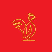 yellow single line chicken rooster logo design, vector graphic symbol icon illustration creative idea