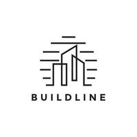 continuous line building town logo design, vector graphic symbol icon illustration creative idea