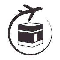Mecca with airplane travel logo symbol vector icon illustration graphic design