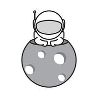 Los niños astronauta con el símbolo del logotipo de la luna icono de vector ilustración diseño gráfico