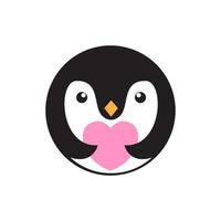 cute penguin hug love logo design, vector graphic symbol icon illustration creative idea