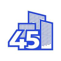 number 45 with building logo design vector graphic symbol icon illustration creative idea