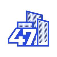 number 47 with building logo design vector graphic symbol icon illustration creative idea