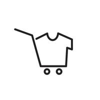 single line cloth with trolley shopping logo design, vector graphic symbol icon illustration creative idea