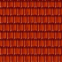 Seamless texture background of red wooden roof in a row. Pattern view of a broken roof for wallpaper. vector