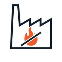 warning fire factory line logo vector design illustration