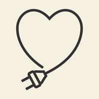 cable eléctrico con líneas de amor diseño de logotipo vector icono símbolo ilustración gráfica