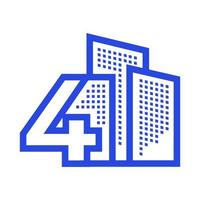 número 4 cuatro con propiedad de construcción inmobiliaria diseño de logotipo vector gráfico símbolo icono ilustración idea creativa