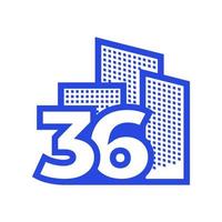 número 36 con diseño de logotipo de edificio símbolo gráfico vectorial icono ilustración idea creativa vector