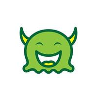 cute little ghost green with horn logo design, vector graphic symbol icon illustration creative idea