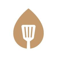 drop oil olive with spatula logo design, vector graphic symbol icon illustration creative idea