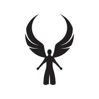 silueta joven con alas ángel diseño de logotipo, símbolo gráfico vectorial icono ilustración idea creativa vector