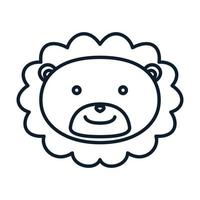 baby lion line head face smile cute logo vector illustration