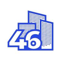 number 46 with building logo design vector graphic symbol icon illustration creative idea