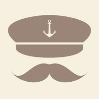 old man mustache skipper captain logo design vector icon symbol graphic illustration