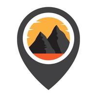 mountain sunset with pin map location logo symbol vector icon illustration graphic design